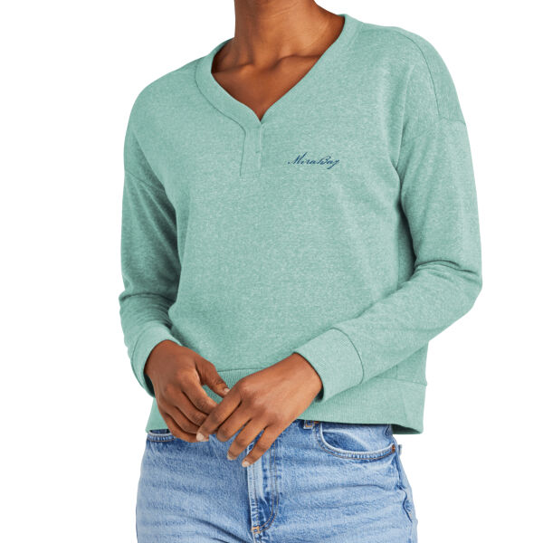 Mira Bay Side Print - Women's Perfect Tri ® Fleece V Neck Sweatshirt Thumbnail