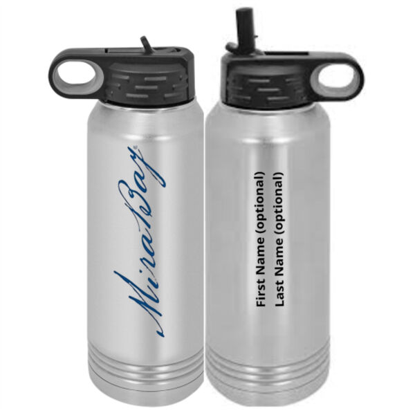 Mira Bay Personalized  -  Custom 30 oz. NO MINIMUM Silver Stainless Steel Vacuum Insulated Water Bottle Thumbnail