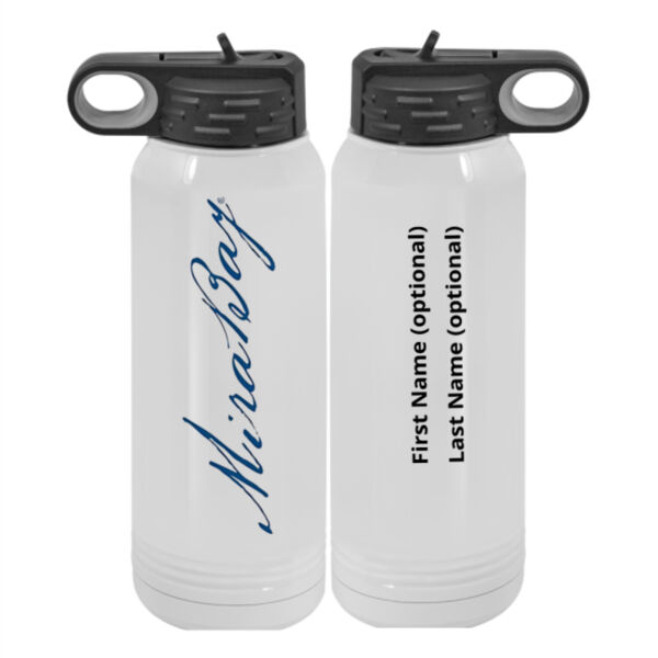 Mira Bay Personalized  - Custom 30 oz. NO MIMINUM White Stainless Steel Vacuum Insulated Water Bottle Thumbnail