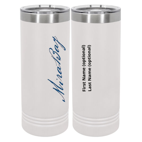 Mira Bay Personalized  - 20 oz Stainless White Skinny Tumbler with Stainless Straw and Lid Thumbnail