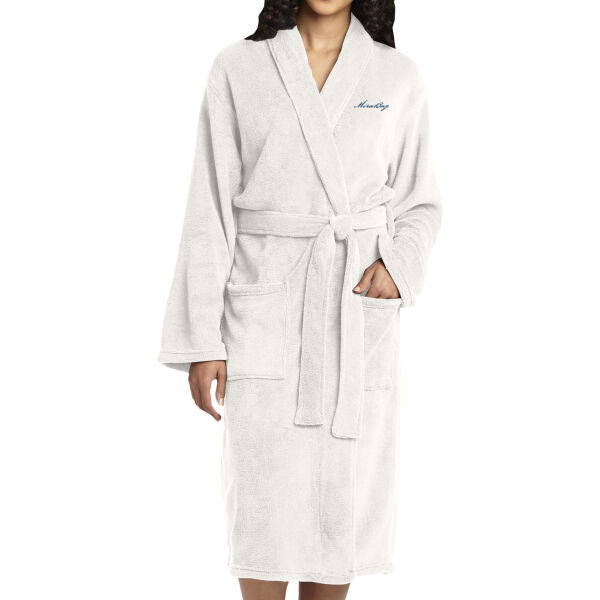 Mira Bay Embroidered - Plush Microfleece Shawl Collar Robe Thumbnail