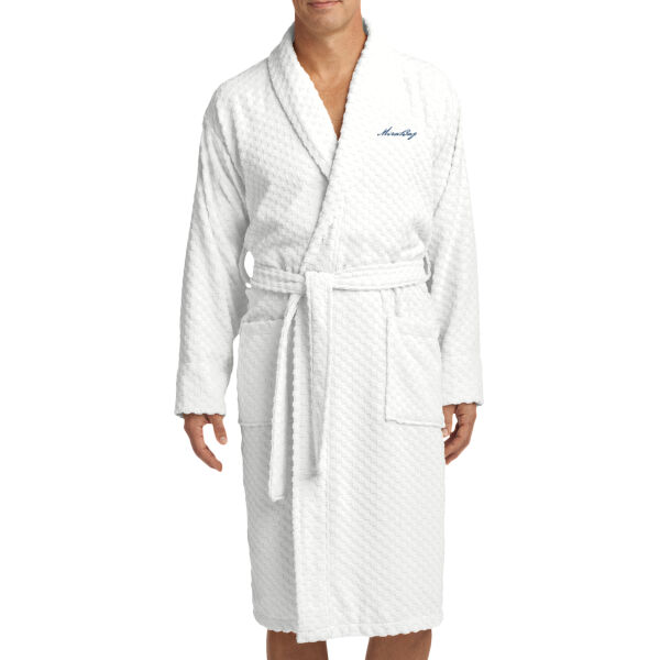 Mira Bay Embroidered - Checkered Terry Shawl Collar Robe Thumbnail